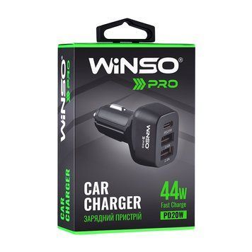 Автомобільний зарядний пристрій WINSO PRO 44W USB-C+2xUSB-A 222044 фото
