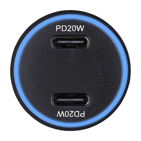Автомобільний зарядний пристрій WINSO PRO 40W 2xUSB-C LED Ring Metal 222040 фото