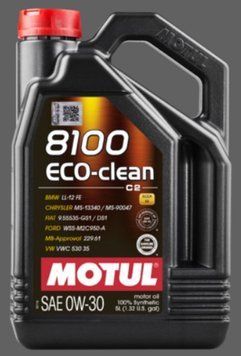 Олива моторна MOTUL 8100 Eco-clean 0W-30 5л 8100 ECO-CLEAN 0W30 4X5L MTL 102889 фото