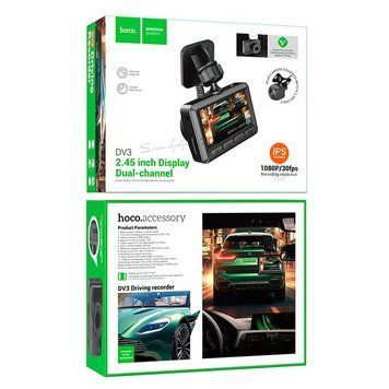 Відеореєстратор HOCO Driving recorder with display DV3 (dual-channel) |2.45", 1080p/30fps| DV3 фото