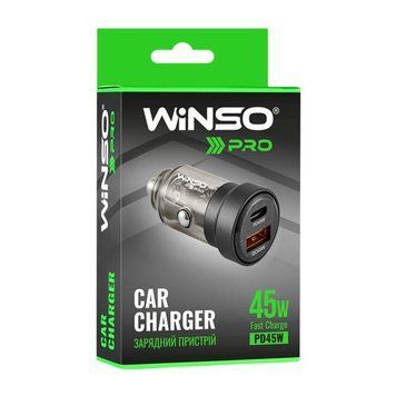 Автомобільний зарядний пристрій WINSO PRO 45W 1xUSB-C+1xUSB-A, transparent 223245 фото