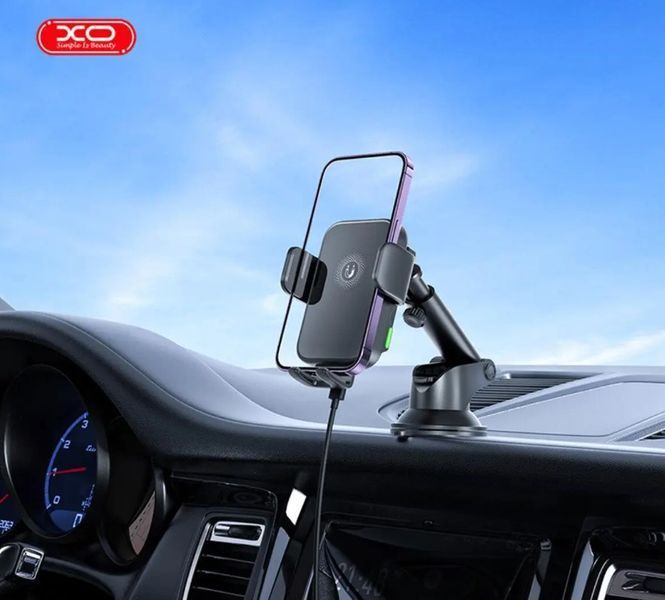 Тримач телефону автомобільний XO з бездротовою зарядкою WX036 Automatic Arm Clamp Type Wireless чорний XO-WX036 фото