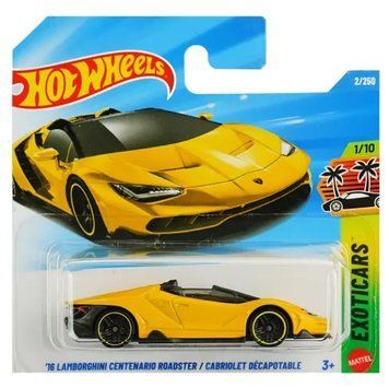 Базова машинка Hot Wheels Exoticars 16 Lamborghini Centenario Roadster / Cabriolet Decapotable жовта (5785) JJH80-N521 JJH80-N521 фото