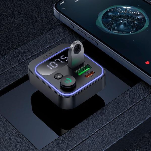 Адаптер автомобільний HOCO Tiger car BT FM transmitter E85 |2USB/1Type-C, 20W/3A, PD/QC| E85 фото