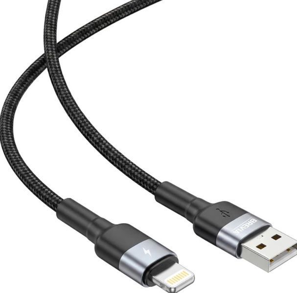 Кабель Brevia USB to Lightning 2 м Black ZIP 53200BULZ1 фото