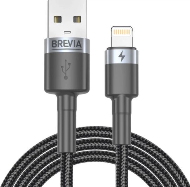 Кабель Brevia USB to Lightning 2 м Black ZIP 53200BULZ1 фото