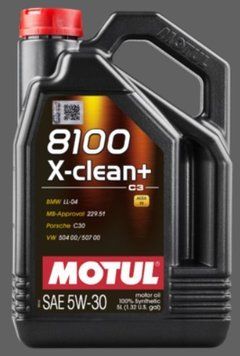 Олива моторна MOTUL 8100 X-clean+ 5W-30 5л 8100 X-CLEAN + 5W30 4X5L MTL 106377 фото