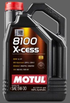 Олива моторна MOTUL 8100 X-cess 5W-30 4л 8100 X-CESS 5W-30 4X4L  MTL 108945 фото