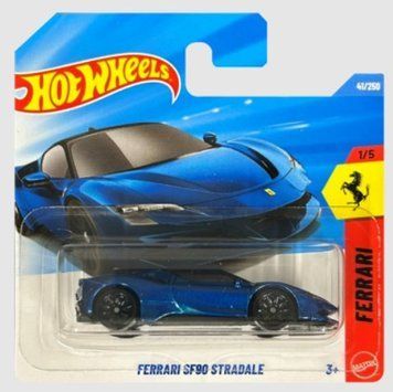 Машинка Базова Hot Wheels Ferrari SF90 Stradale Ferrari 1:64 JJJ12 Blue JJJ12 фото