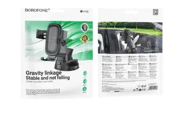 Автотримач Borofone BH130, для смартфона, діагональ 6,1-7,0 дюйми, пластик, силікон, колір чорний BH130 фото