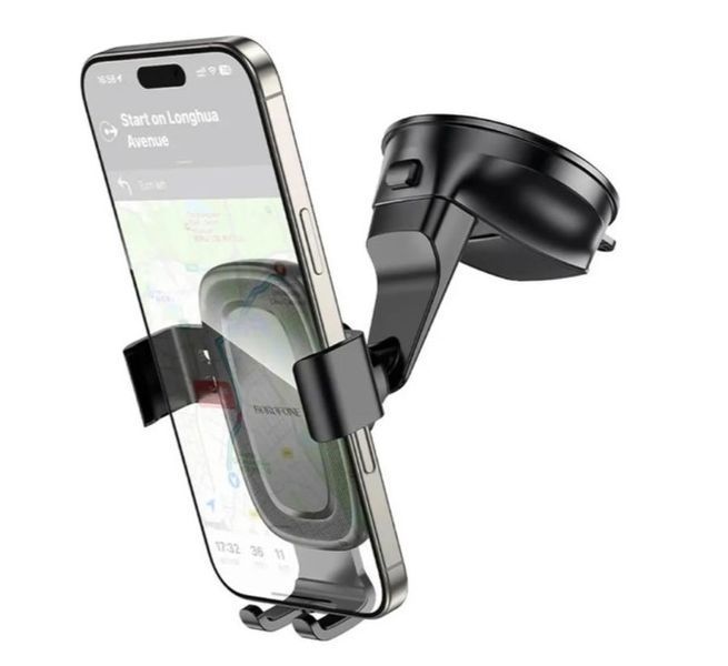 Автотримач Borofone BH130, для смартфона, діагональ 6,1-7,0 дюйми, пластик, силікон, колір чорний BH130 фото