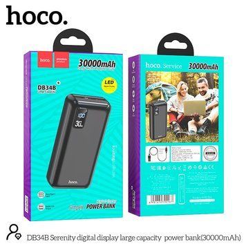 Павербанк HOCO Serenity digital display large capacity power bank DB34B 30000mAh |2USB/Type-C, 2A| DB34B  фото