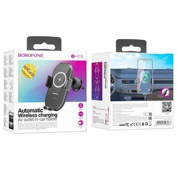 Тримач Borofone Rusher infrared wireless fast charging Car holder BH205 (air outlet) |15W, 4.5-7"| BH205 фото
